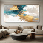 Teal - and - Gold Abstract Painting with Coastal Sophistication WINK328