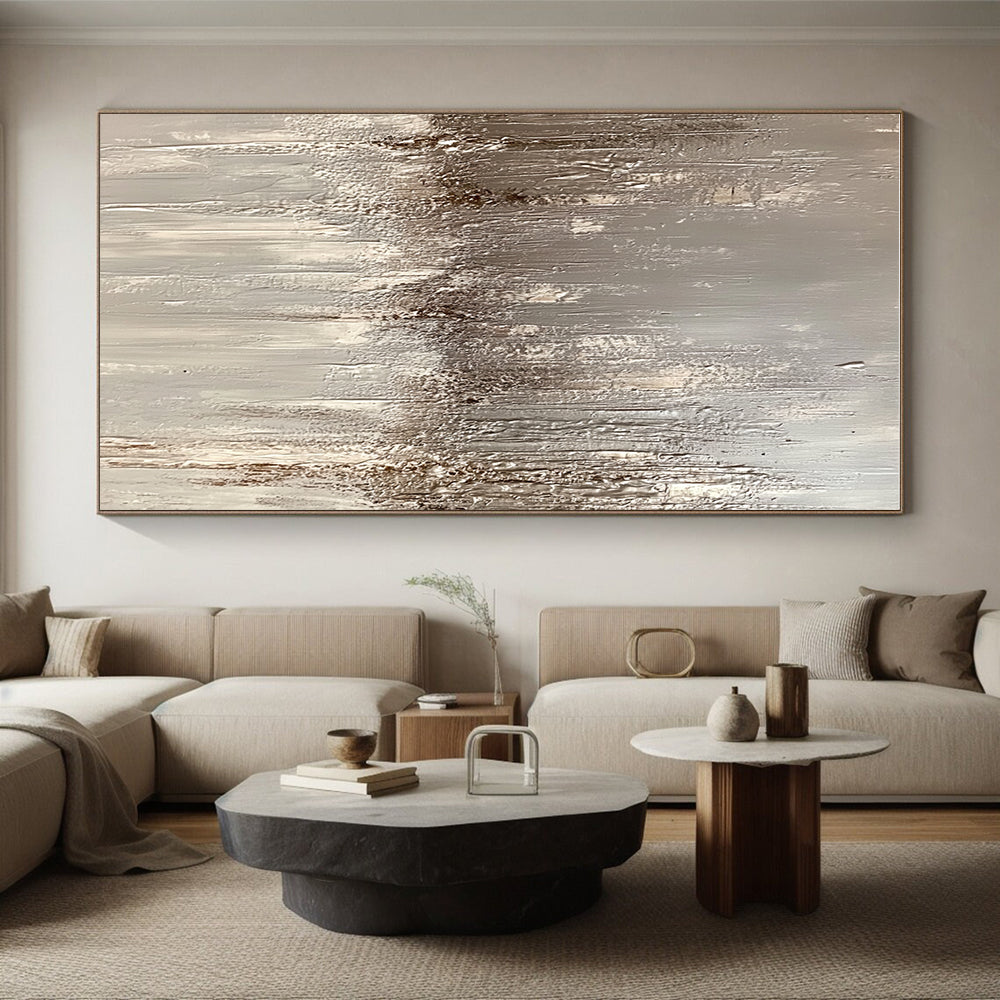 Textured Gray and White Abstract Painting with Subtle Depth WINK247