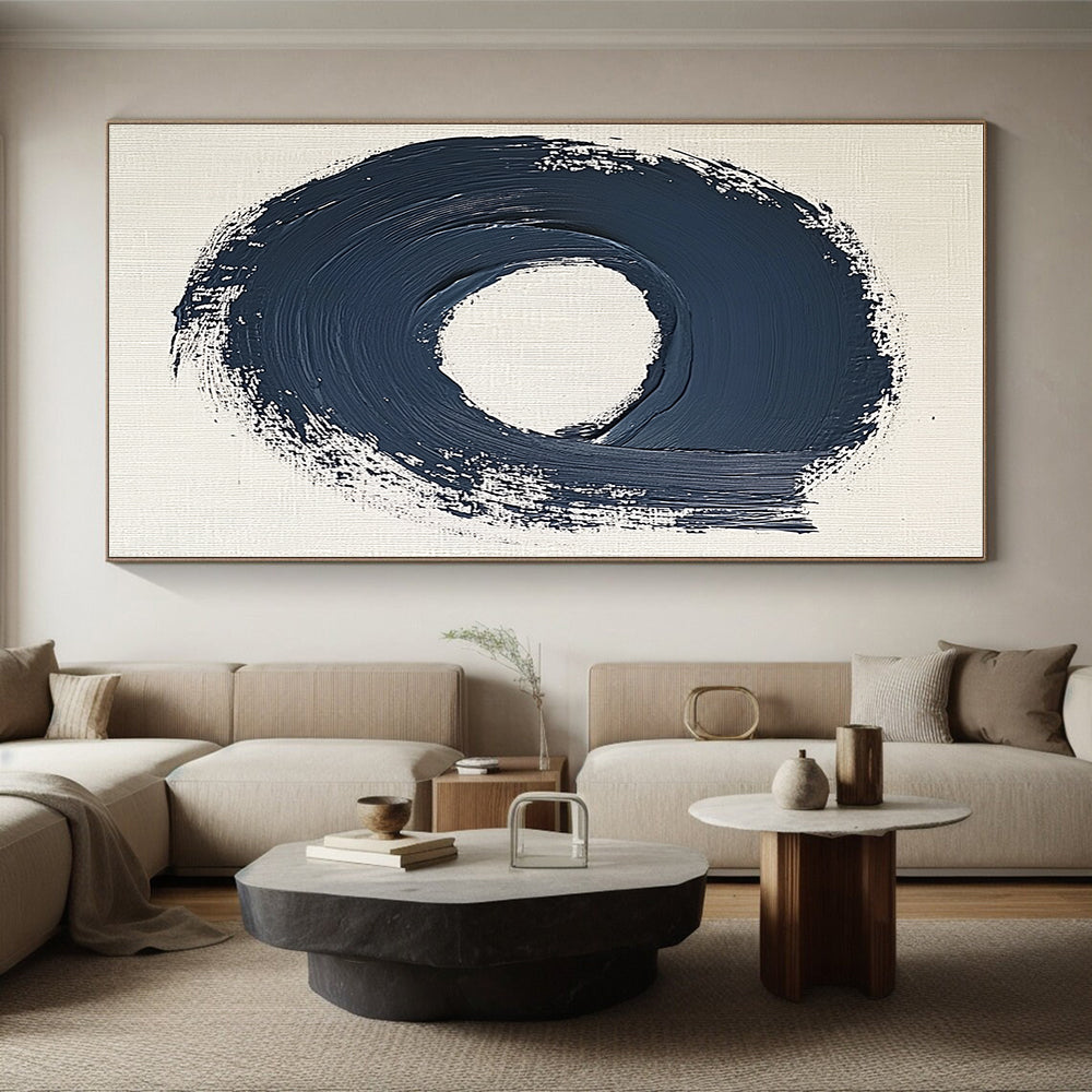 Dark Circular Brushstroke Abstract Painting with Bold Simplicity WINK086