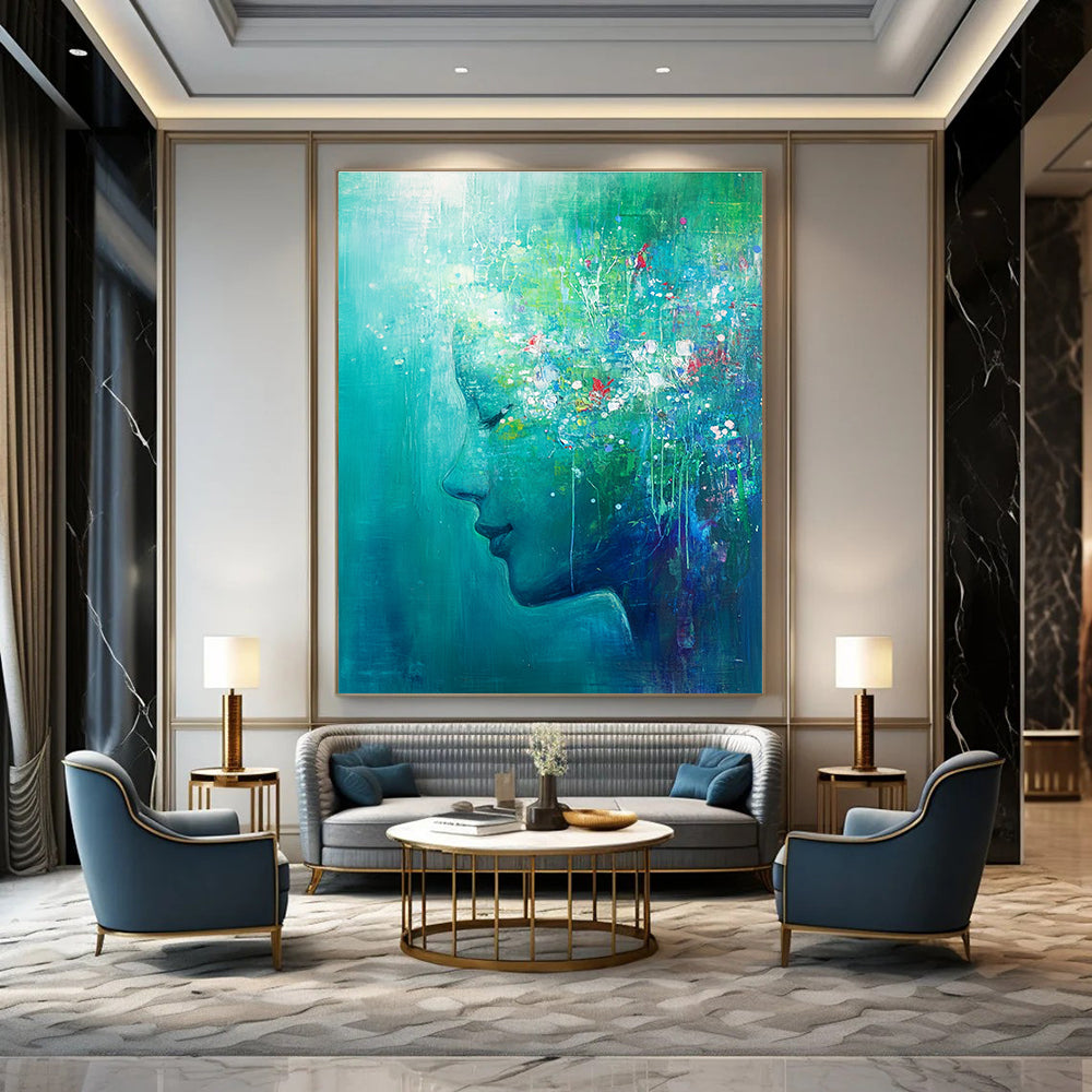 Abstract Head with Floral Crown Painting for Bohemian - Styled Salons GAB1136