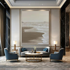 Beige Coastal Abstract Painting for Beach House Living Rooms HENG521