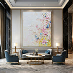 Pastel Floral Side Textured Abstract Painting for Light - Filled Interiors GAB1412