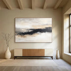 Beige and Black Abstract Landscape Painting with Moody Atmosphere ABS405