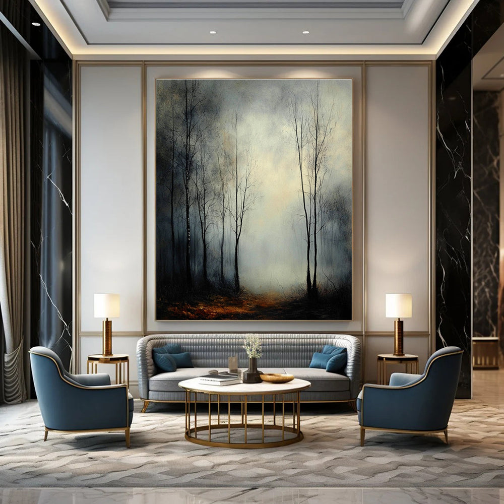 Misty Forest Path Enigmatic Landscape Abstract Painting GAB0238
