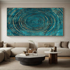 Teal and Gold Circular Abstract Painting with Regal Rhythm WINK284