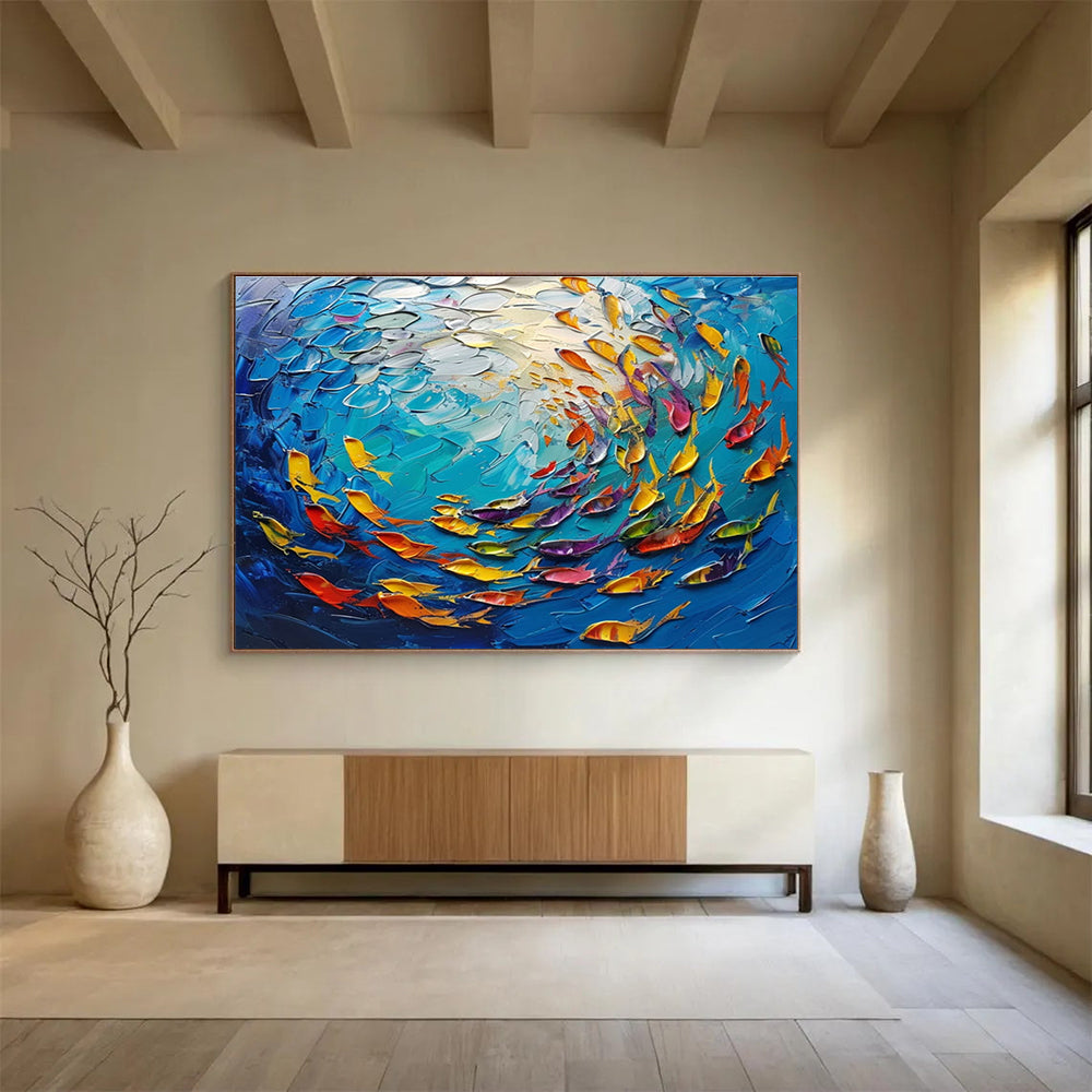 Colorful Fish Abstract Painting for Nautical - Themed Restaurants YHT199