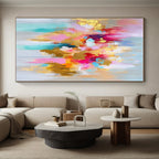 Colorful Gold Abstract Flowers Painting with Delicate Glows WINK675