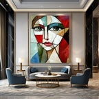 Cubist Woman’s Face Artistic Abstract Painting for Avant - Garde Interiors GAB1427