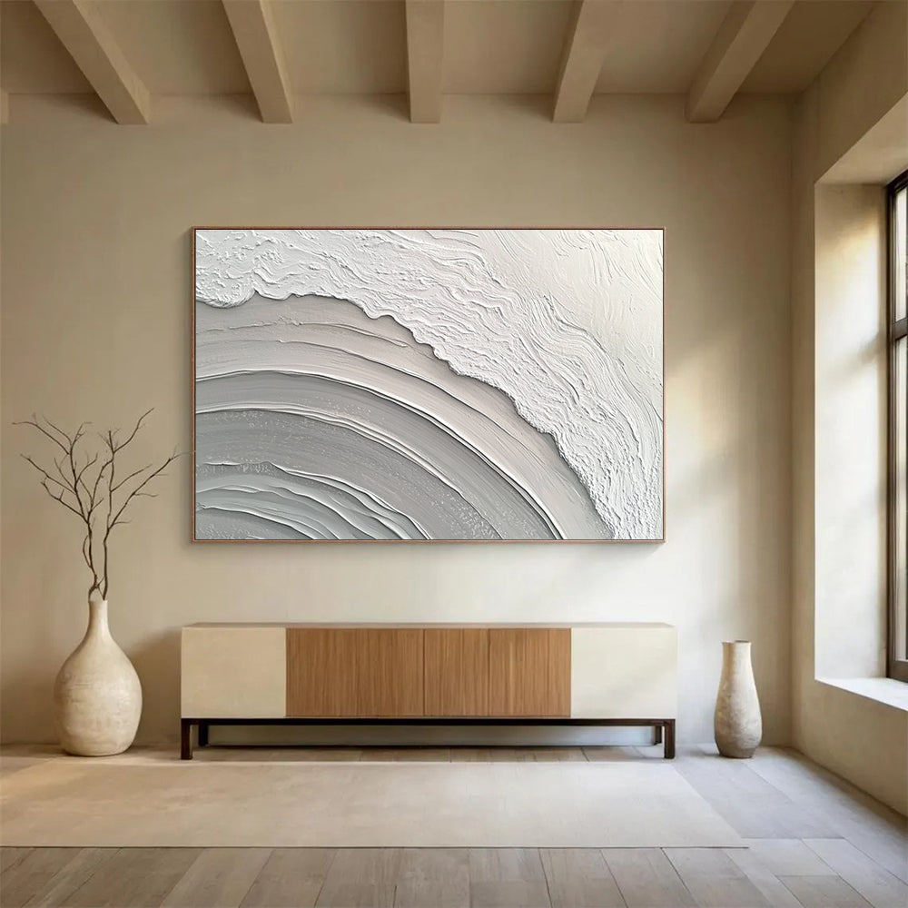 Gray & White Textured Waves  Monochrome Movement ABS043