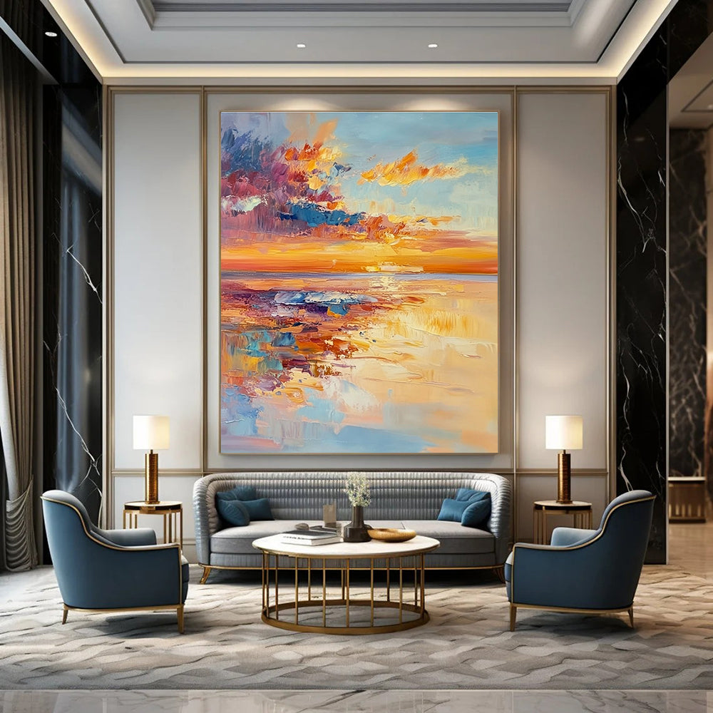 Sunset Beach Abstract Painting with Dynamic Colors GAB0009
