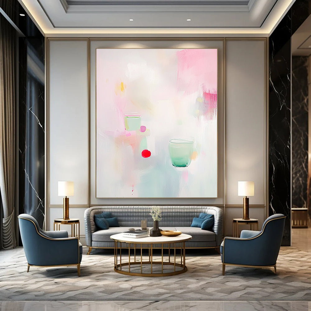 Light Colorful Drinks Abstract Painting for Modern Café Interiors GAB1350