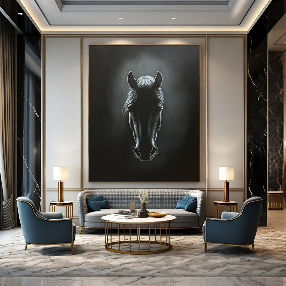 Dark Horse Portrait Abstract Painting of Mysterious Grace GAB0212