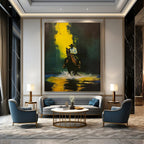 Cowboy on Horseback Abstract Painting for Rustic - Chic Lodges HENG104
