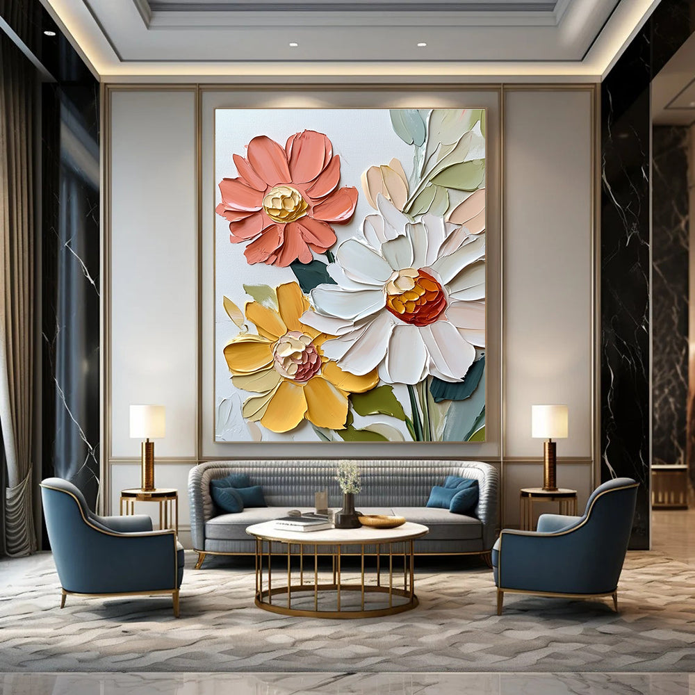 Textured Floral Bouquet Impasto Flower Abstract Painting GAB0278