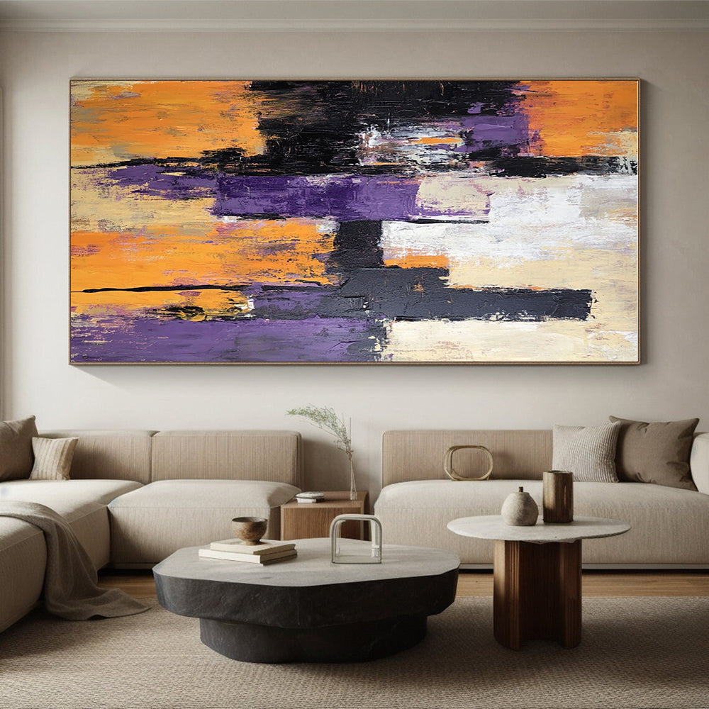Purple Orange Abstract Painting with Bold Contrast WINK563