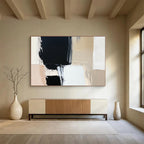 Geometric Color Blocks: Crisp Shapes in Neutral Tones Abstract Painting ABS174