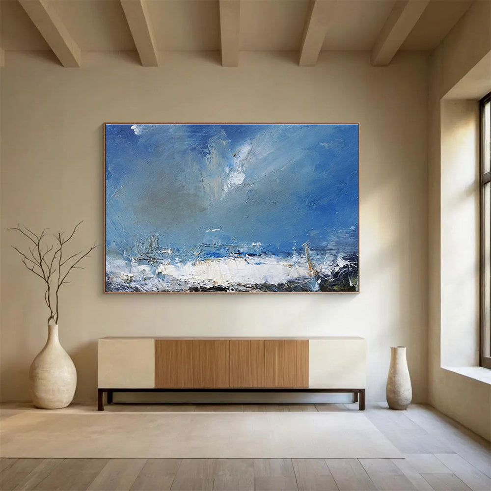 Blue Sea and Sky Abstract Painting for Coastal Ambiance YHT030