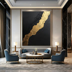 Black and Gold Abstract Painting for Luxurious Dining Rooms GAB0756