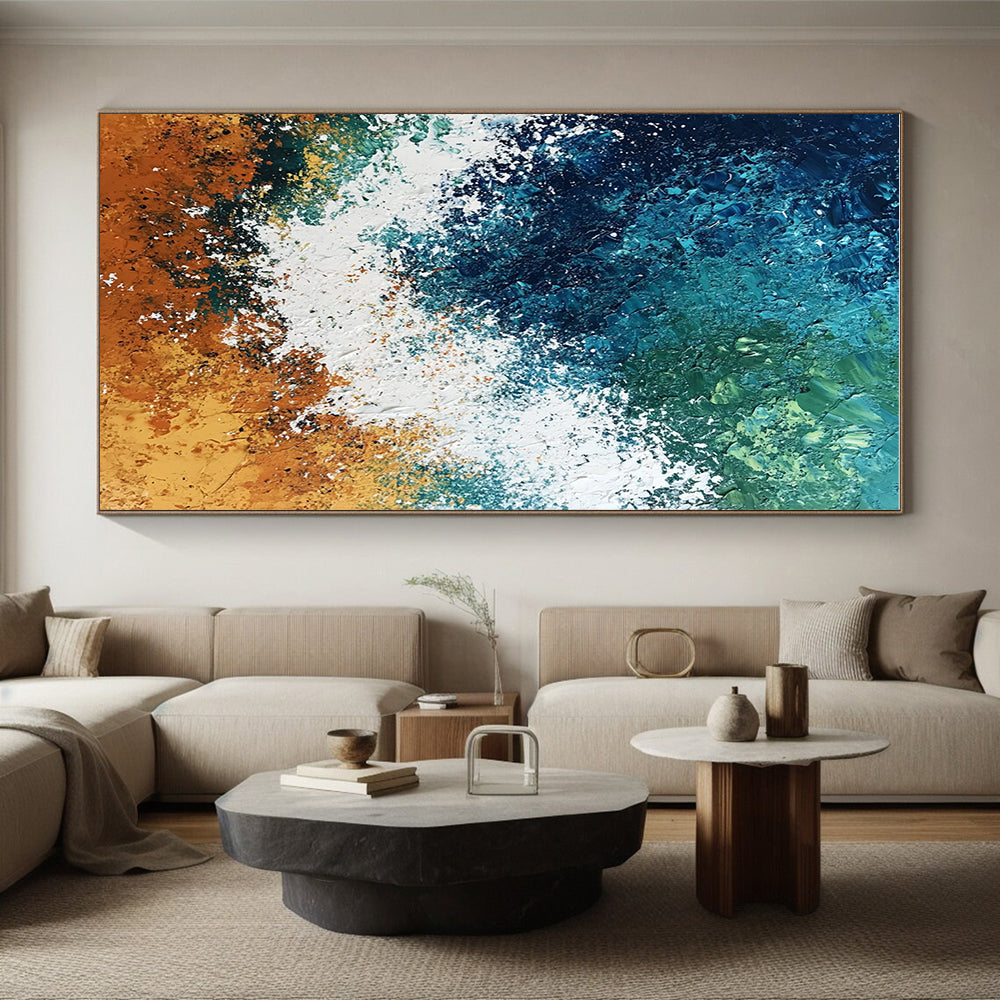 Textured Ocean Wave Abstract Painting with Dynamic Sea Energy WINK581