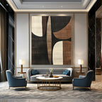Earth - Toned Geometric Shapes Abstract Painting for Rustic - Modern Home Decor GAB1359
