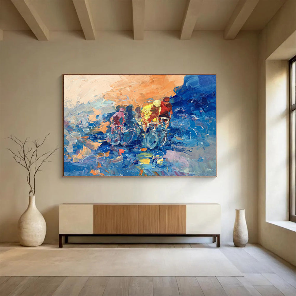 Cyclists Abstract Painting for Sports - Themed Cafes YHT441