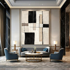 Neutral Geometric Abstract Calm Abstract Painting for Minimalist Bedrooms GAB1406