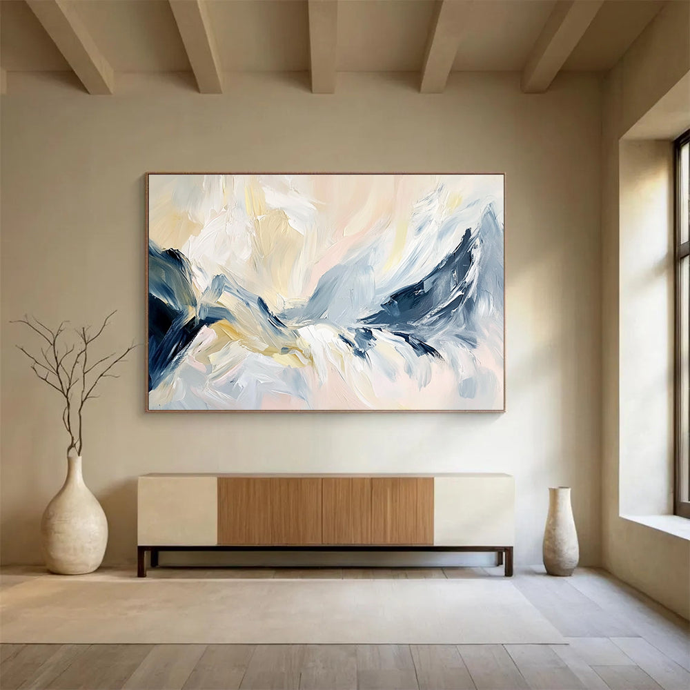 Soft Color Mountain Abstract with Gentle Brushstrokes Abstract Painting ABS358
