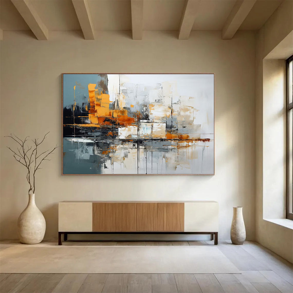 Urban Abstract Landscape Painting with Industrial Tones YHT002