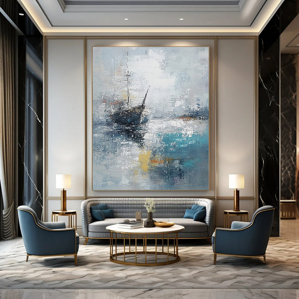 Ship in Mist Abstract - Nautical Landscape Art GAB0552