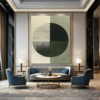 Half and Half Circle Abstract Painting for Minimalist Office Receptions GAB1381