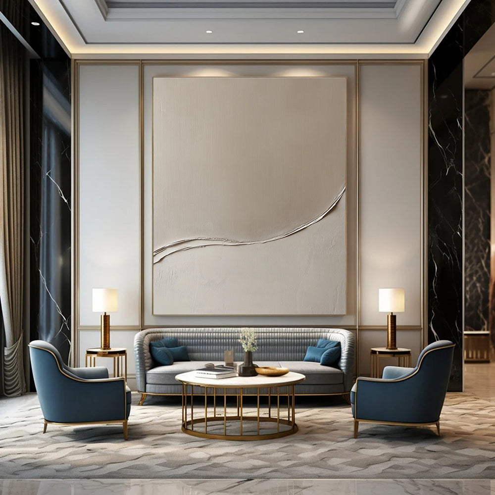 Minimalist Curved Line Abstract Painting for Contemporary Art Galleries GAB1275