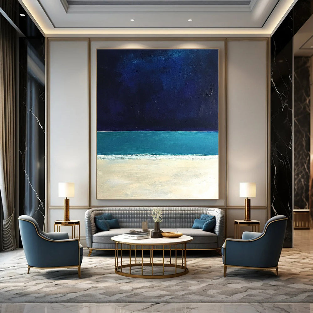 Dark Beach Scene Abstract Painting for Nautical - Themed Studies GAB1301