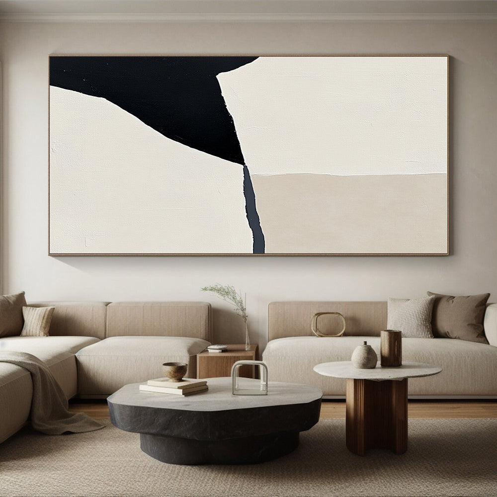 Geometric Black and White Shapes Abstract Painting with Minimalist Precision WINK160