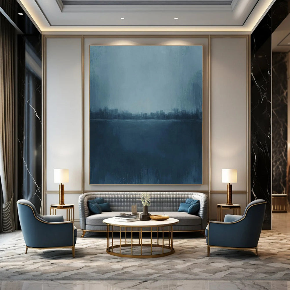 Blue Cityscape Abstract Painting for Urban - Inspired Lofts HENG498