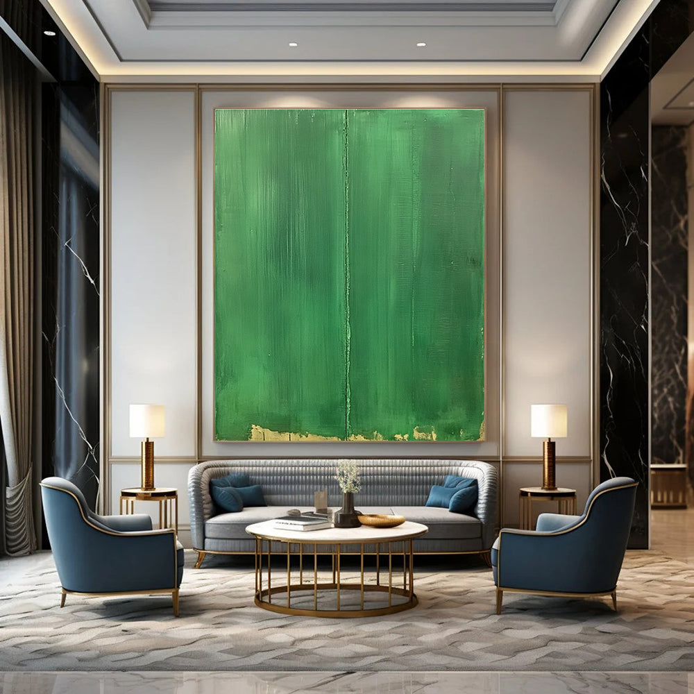 Solid Green with Line Painting of Understated Contrast GAB0145