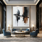 Monochrome Abstract Strokes Artistic Abstract Painting for Modern Spaces GAB1400