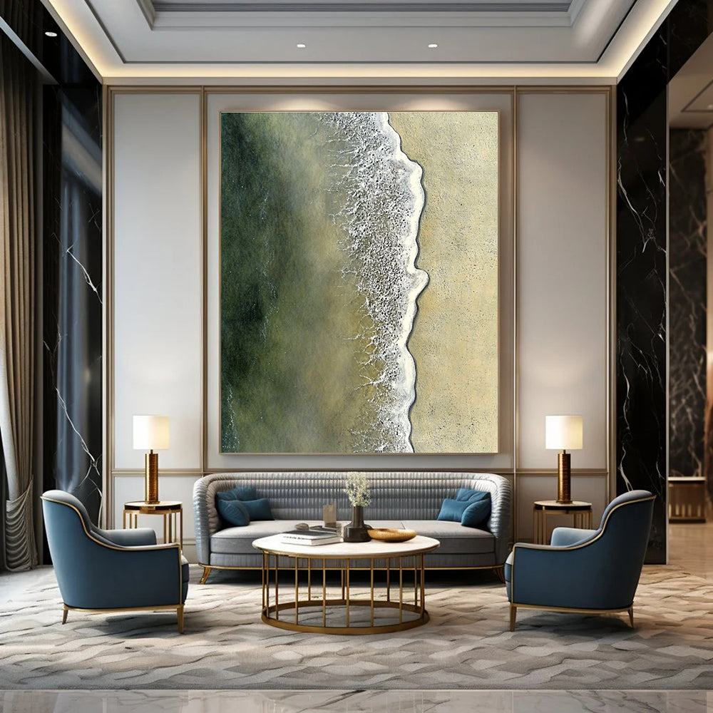 Aerial Beach View Realistic Abstract Painting for Nautical Enthusiasts GAB1476