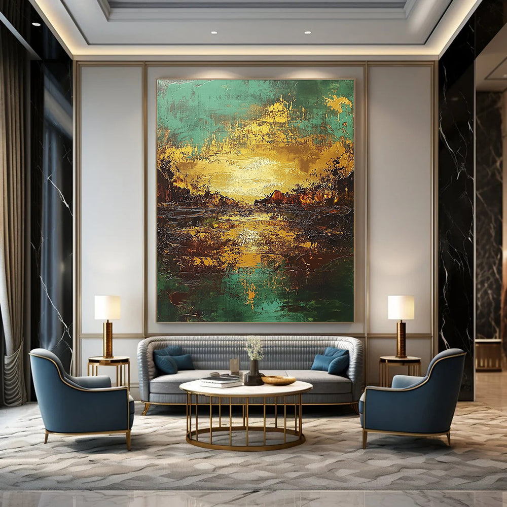 Golden Sunset Abstract Painting for Luxury - Styled Residences GAB1063
