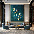 Flying Cranes I Abstract Painting for Asian - Inspired Living Rooms GAB1342