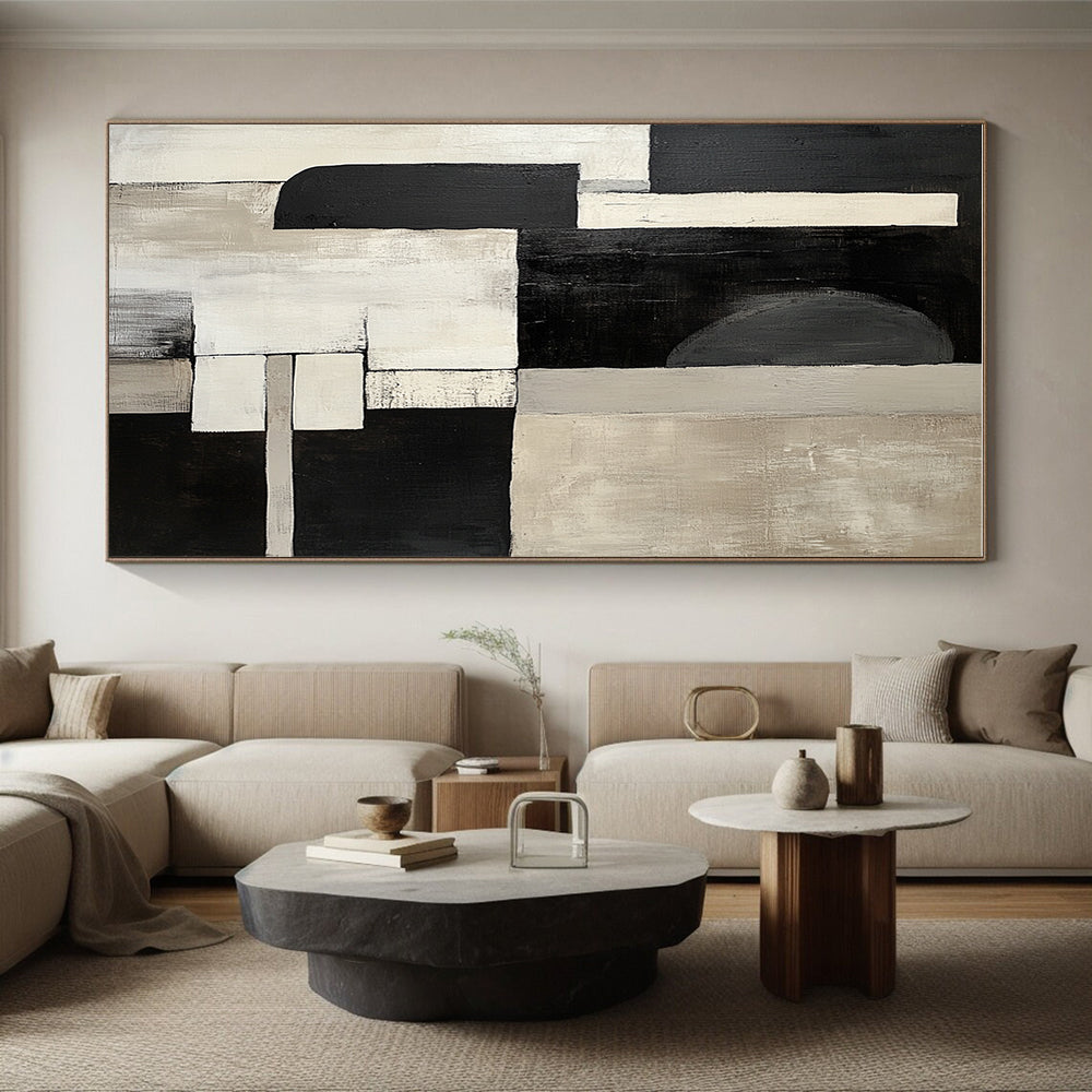 Geometric Monochrome Abstract Painting with Bold Simplicity WINK532