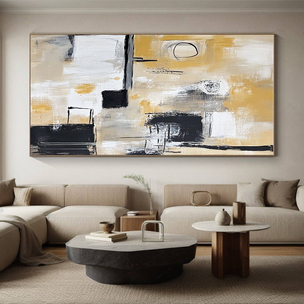 Yellow - Toned Abstract Shapes Painting with Warm Vitality WINK321