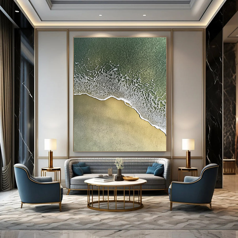 Aerial Beach View Modern Coastal Abstract Painting GAB0311