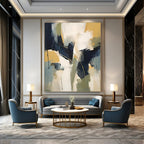 Blue - Yellow - Green Abstract Painting for Nature - Themed Cafes HENG123