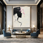 Silhouette with Pink Accents Abstract Painting of Feminine Grace GAB0230