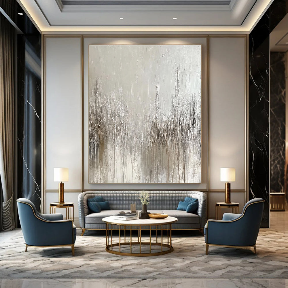 Textured Monochrome Abstract Painting for Minimalist Living Rooms GAB1260