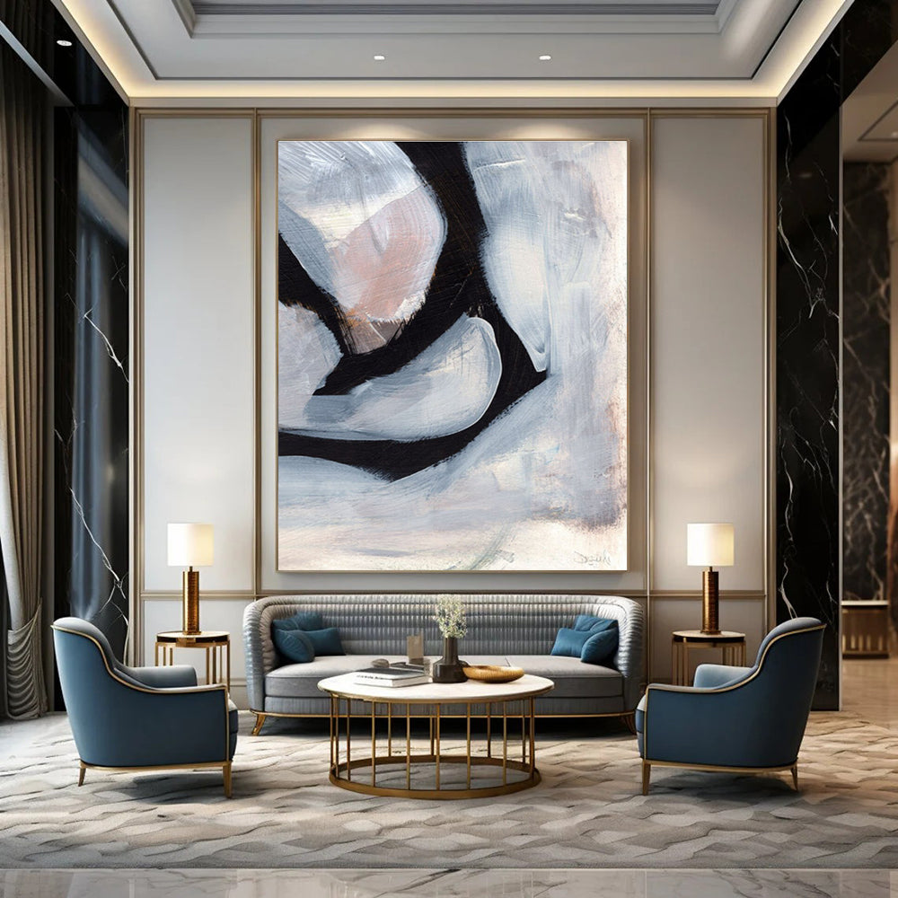 Textured Monochromatic Abstract Shapes for Modern Galleries HENG228