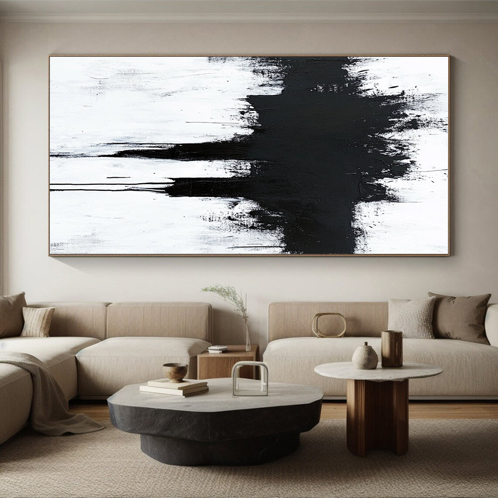 Dripping Black Abstract Painting with Edgy Emotion WINK346
