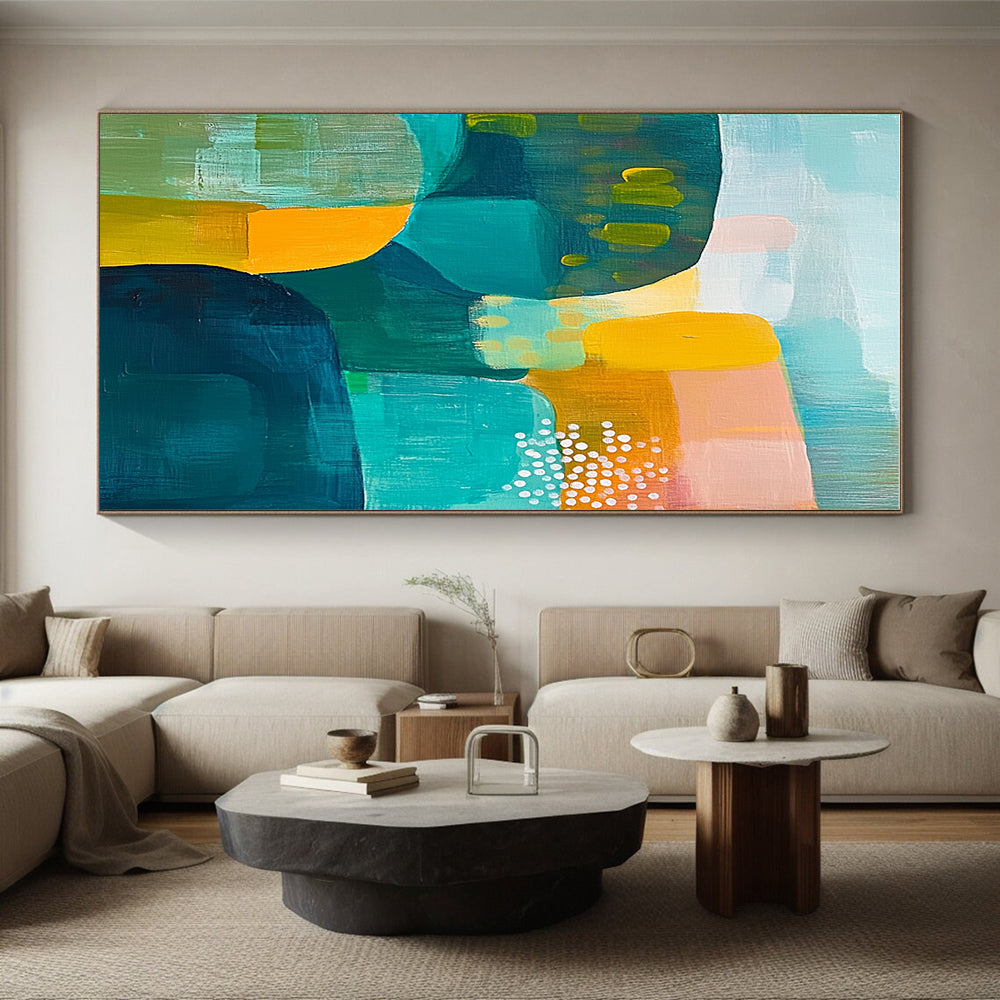 Vibrant Color Blocks Abstract Painting with Playful Energy WINK174