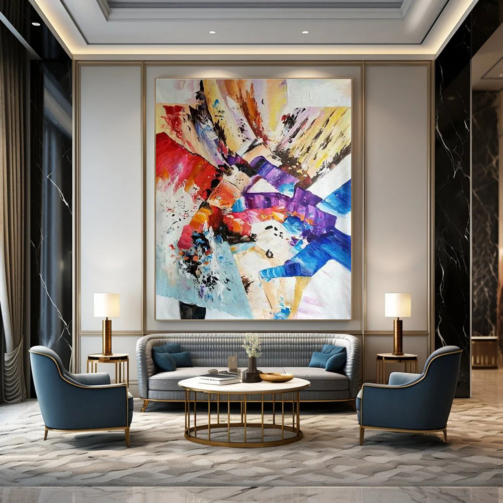 Vibrant Abstract Composition Painting for Trendy Art Bars HENG418
