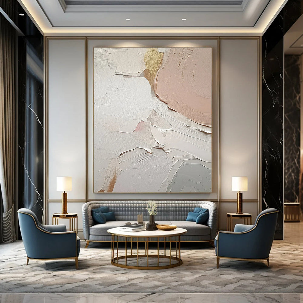 Soft Pastel Textured Abstract Painting for Elegant Bedrooms HENG451